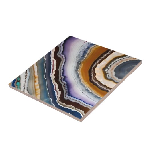 Carreau Géode d'Agate de Terracotta Bleu noir Lilac (Côté)