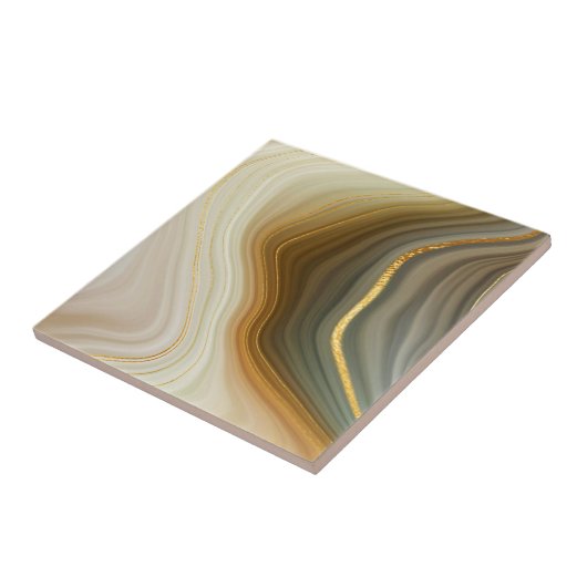 Carreau Géode d'or en céramique (marbre) (Côté)