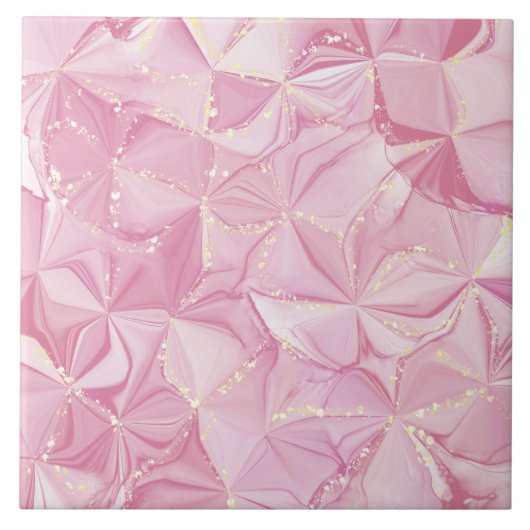 Carreau Géode doré en marbre rose motif abstrait (Devant)