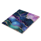 Carreau Géodes et galaxies bleu violet vert rose (Côté)