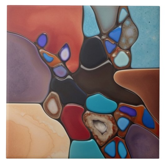 Carreau Géodes - Faux Vitrail Mosaïque Art Abstrait (Devant)