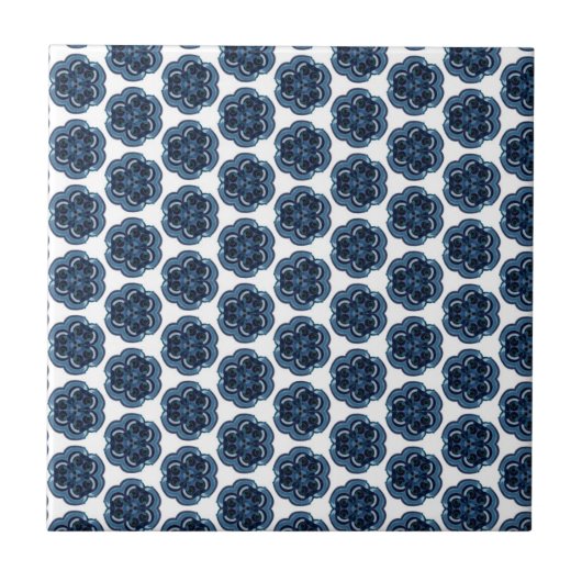 Carreau Geometric Blue Flowers (Devant)