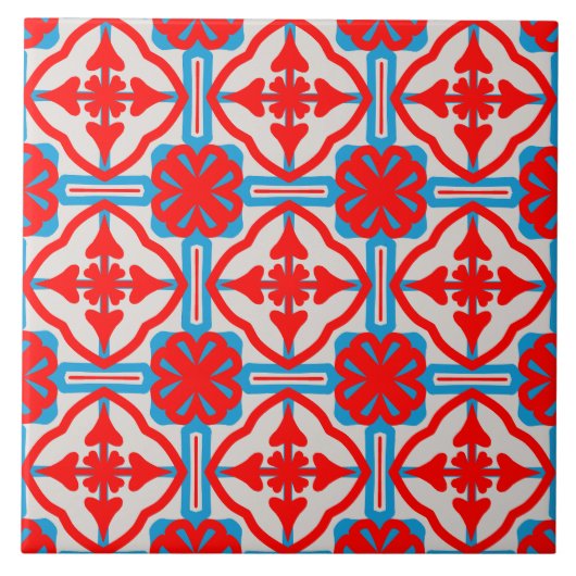 Carreau Geometric Four Red Leaves Ceramic Tiles (Devant)