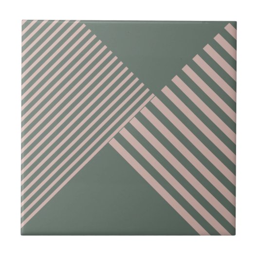 Carreau Géométrie de Pink Diagonal Stripes Slate Gray (Devant)