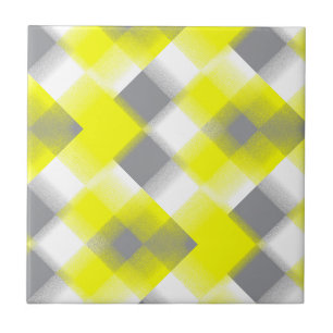 Carreau Géométrie funky Art Abstrait gris jaune blanc