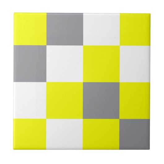 Carreau Géométrie funky Art Abstrait gris jaune blanc (Devant)