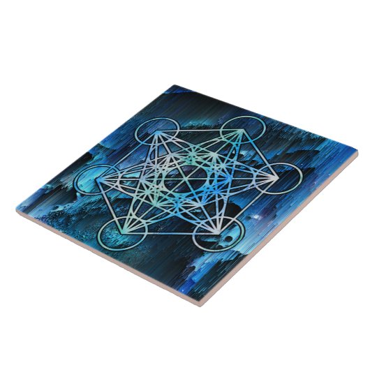 Carreau Géométrie Sacrée Métatron Merkabah Cube Altar Tile (Côté)