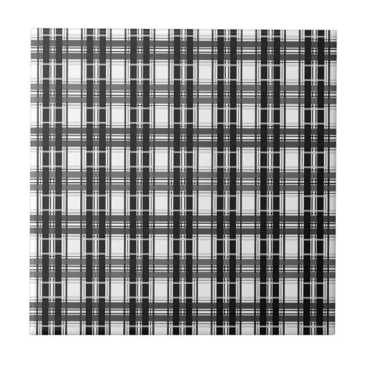 Carreau Géométrie Tartan motif noir et blanc à damiers (Devant)