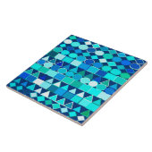 Carreau Géométrie Tribale moderne, Blues de Denim sur la m (Côté)