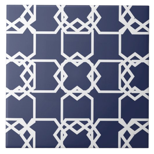 Carreau Géométrique, ornementale, moderne, bleu marine, bl (Devant)