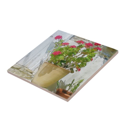 Carreau Géranium de couleur rouge (Côté)