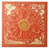 Carreau Gerbera Daisy Block Print, Mandarin Orange (Devant)