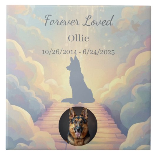 Carreau German Shepherd Rainbow Bridge Memorial Photo (Devant)