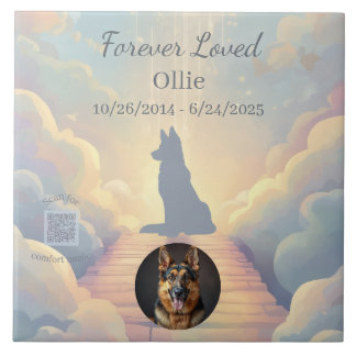 Carreau German Shepherd Rainbow Bridge Photo Tile