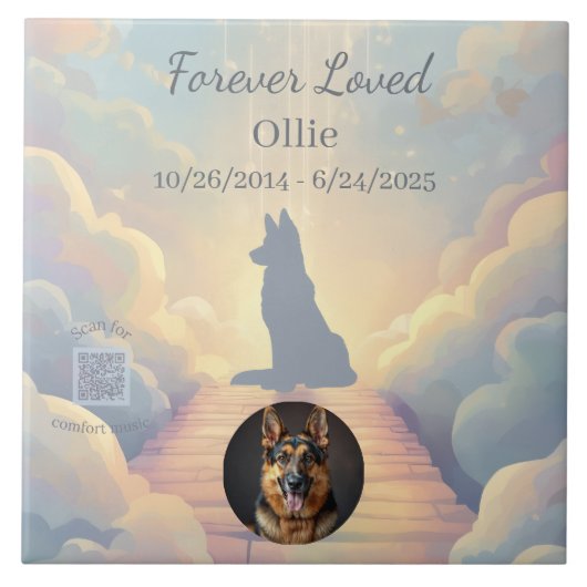 Carreau German Shepherd Rainbow Bridge Photo Tile (Devant)