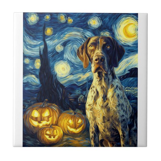 Carreau German Shorthaired Pointer 1 Chien Mignon Hallowee (Devant)