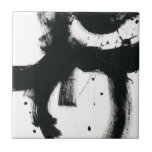 Carreau Gesture en Onyx - Trucs de peinture noir<br><div class="desc">Onyx Gesture I par Juin Erica Vess. Formes et lignes épaisses en papier,  créées comme un trait de peinture,  ainsi que des éclaboussures de peinture pour ajouter de la texture.</div>