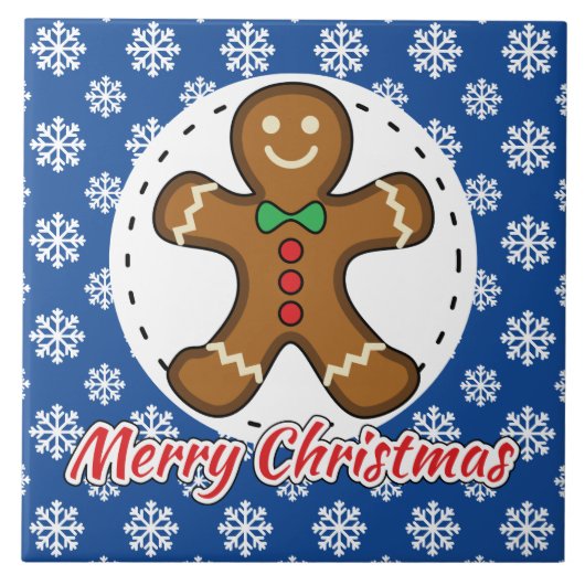 Carreau Gingerbread - Patters bleus - Merry Xmas (Devant)