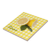 Carreau Gingham Jaune avec Citron Frais Citrus Citron (Côté)