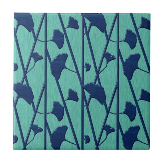Carreau ginkgo bleu (Devant)