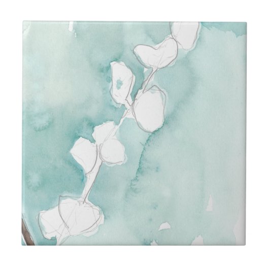 Carreau Ginkgo sur Dusty Turquoise - Blanc (Devant)