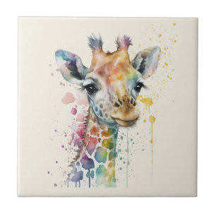 Carreau Girafe à motif aquarelle ivoire intemporel