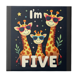 Carreau Girafe Cool 5ème Fête d'anniversaire 5 ans Tout-pe