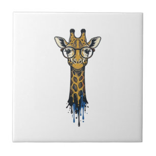 Carreau Girafe Gravé Vintage Avec Design De Lunettes_1