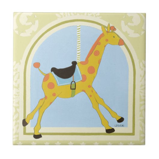 Carreau Giraffe de carrousel par Juin Erica Vess (Devant)