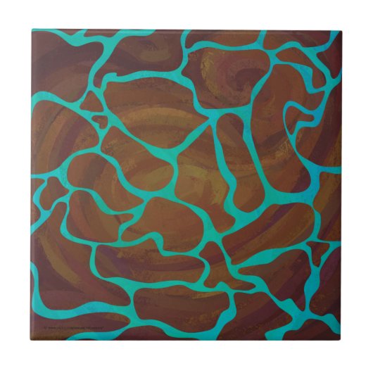 Carreau Giraffe Impression Brown et Turquoise (Devant)