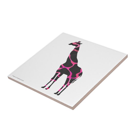 Carreau Giraffe Rose chaud et Silhouette noire (Côté)