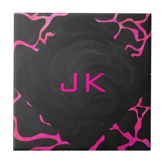 Carreau Giraffe rose chaude et noire (Devant)