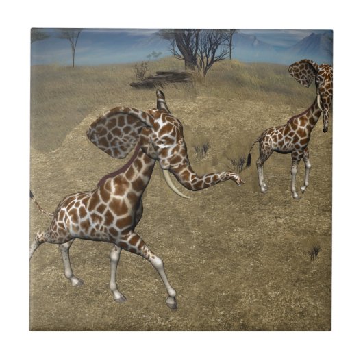 Carreau Giraffes d'éléphants mignons (Devant)