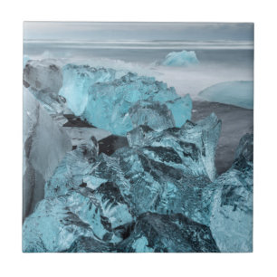 Carreau Glace bleue sur la plage, paysage marin, Islande