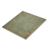 Carreau Glaçure craquelée vert mousse de mer rustique (Côté)
