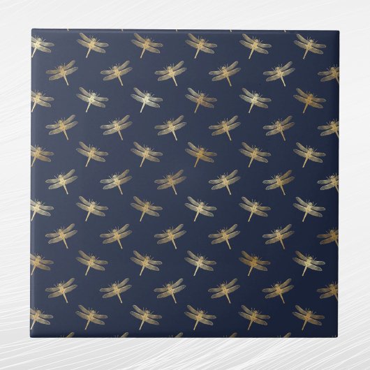 Carreau Glam Gold Dragonlies Navy Blue