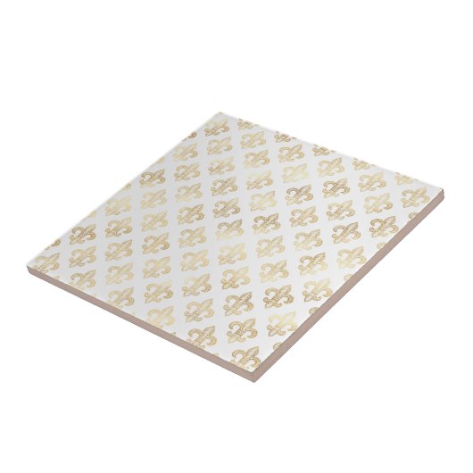 Carreau Glam Gold Fleur de Lis Blanc (Côté)