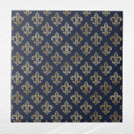 Carreau Glam Gold Fleur de Lis Navy Blue<br><div class="desc">Carreaux bleu marine avec fleur de lis or. Le code hexadécimal pour bleu marine est #202A44.</div>