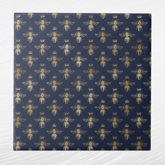 Carreau Glam Navy Blue Gold Bees Crown