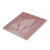 Carreau Glam Rose Gold Sparkle Parties scintillant Monogr (Côté)
