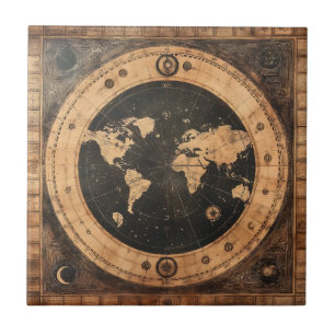 Carreau Globe du monde nautique antique Carte de navigatio