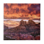 Carreau Gloire du matin rose<br><div class="desc">Pink Morning Glory IV par David Drost. Il présente une image paisible des reliefs naturels contre un ciel orange et rose.</div>