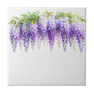 Carreau Glycine bleu floral aquarelle violet élégant