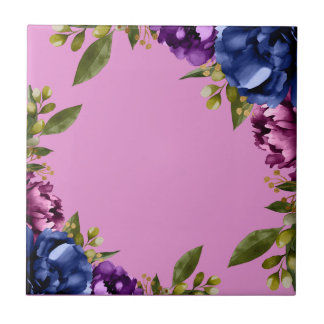 Carreau Glycine bleu floral aquarelle violet élégant 