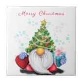 Carreau Gnome mignonne avec arbre de Noël Casquette et cad (Devant)
