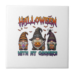 Carreau Gnomes Halloween Trois Gnomes Chapeau de Sorcière
