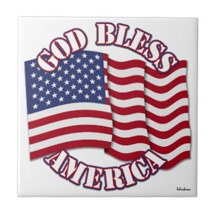 Carreau God Bless American and USA Flag