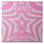 Carreau "God Is Love" Pastel Pink & Gray Star Nursery Art  (Devant)
