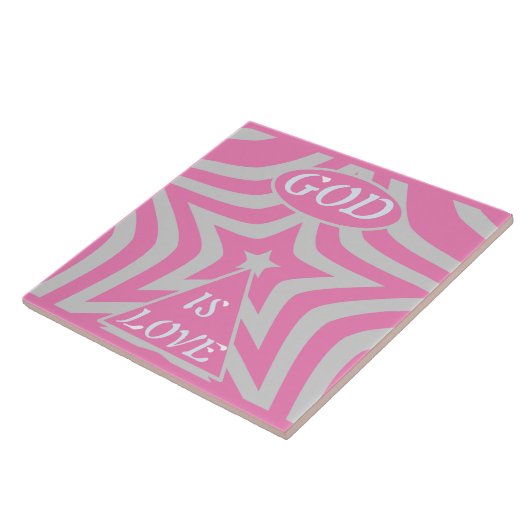 Carreau "God Is Love" Pastel Pink & Gray Star Nursery Art  (Côté)