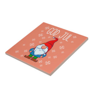 Carreau God Jul, Swedish Tomte Gnome, Merry Scandinave